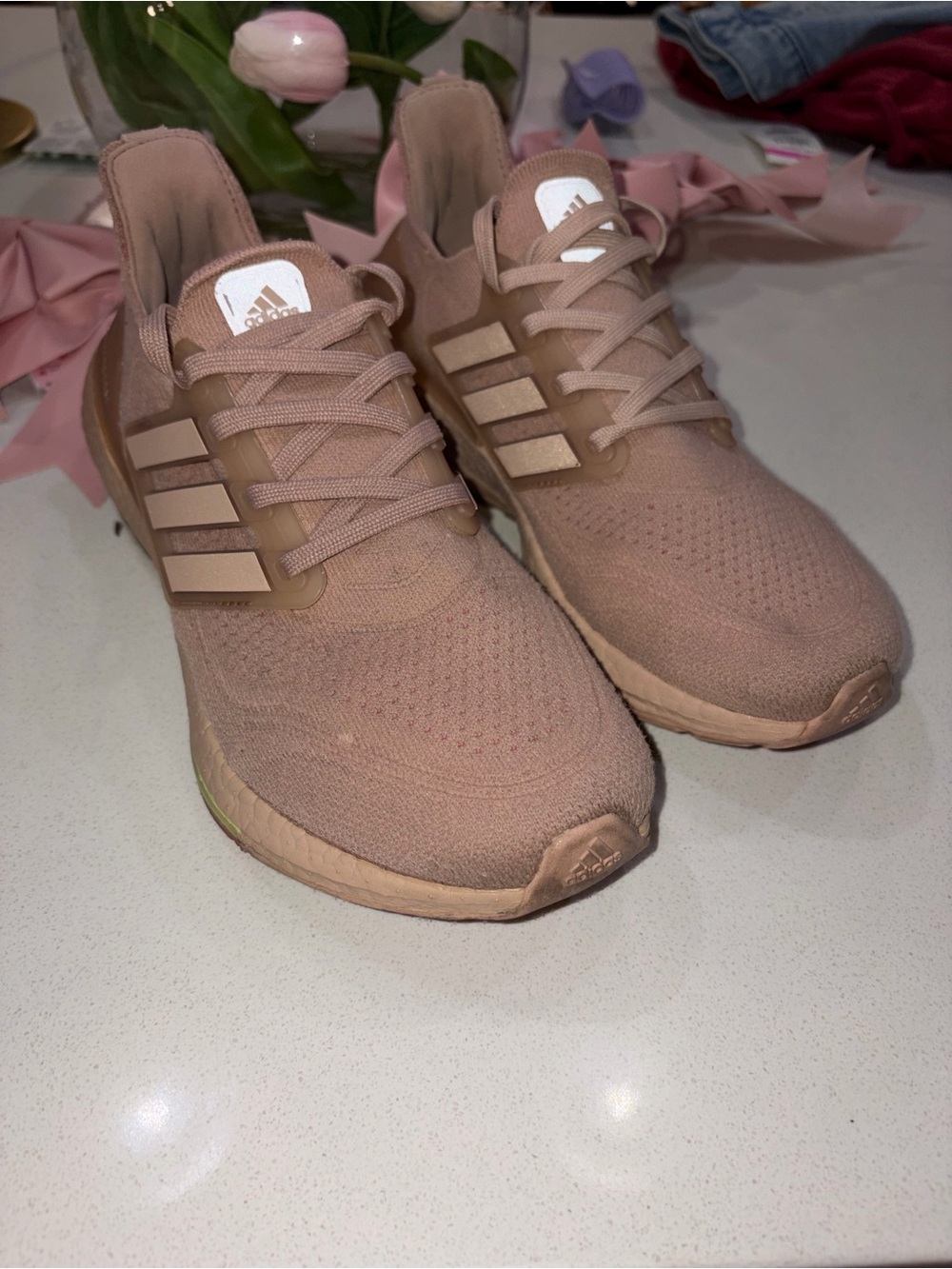 Adidas UltraBoost 21 Ash Pearl Hazy Rose Pink Sneakers Continental Sole 7.5